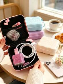 Portable Square Digital Case For Ccd Camera Chargers, Earbuds, Memory Cards & Cables. Compact Travel Pouch With Fun Prints To Protect Small Electronics. Perfect For Commutes, Trips, Office & Dorm Use. Great Gift For Birthdays, Easter And Christmas. - Multicolor - View 9