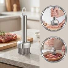 304 Stainless Steel 24-Needle Meat Tenderizer With Built-In Spring Automatic Rebound Baffle, Tail Hanging Hole Design, Meat Tenderizing Hammer, Suitable For Steak, Beef, Pork, Chicken And Poultry, Outdoor Leisure, Kitchen Gadget, Perfect Gift For Home Cooks And BBQ Enthusiasts - Multicolor - View 10