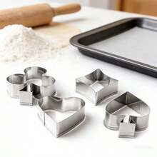 Poker Card Shaped Cookie Cutter, Stainless Steel Cookie Press Mold, Club Spade Diamond Heart Shaped Pastry Mold, Lips Love Flower Round Valentine's Cookie Cutter, Baking Cake Mold, Suitable For Making Cookies, Cakes, Bread And Clay Crafts, Kitchen Baking Accessories For Holiday Baking - View 6