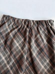 EARO Women's Plaid Long Pencil Skirt, Fashionable And Elegant, Versatile For Daily Wear - Brown - View 10