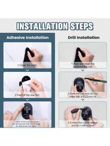 2pcs/4pcs/6pcs No-Drill Adhesive Curtain Rod Brackets, Screw-Fixed / Adhesive Dual-Use Curtain Rod Holders, Adjustable Self-Adhesive Curtain Hooks Wall Mounts, Includes Screws + Expansion Tubes, Suitable For Home, Kitchen - Curtain Rod Hooks - View 9