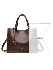 Women's Soft PU Leather Handbag Luxury Designer Style 3-Layer Shoulder Crossbody Bag Large Capacity Shopping Brand Messenger Tote Bag - Brown - View 10