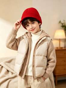 3Pcs Kids Unisex Solid Color Ribbed Knit Beanie Autumn Winter Warm Soft Cuffed Hat - Multicolor - View 2