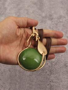 1 buah Kalung Batu Resin Bulat dengan Hiasan Ranting dan Daun Kreatif, Perhiasan Gaya Bohemian, Aksesori Hadiah Natal & Halloween, Cocok untuk Pemakaian Sehari-hari & Kencan, Hadiah untuk Pasangan - tali lilin - View 2