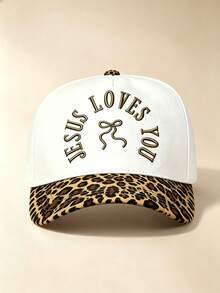 1PC Color Block Curved Brim Baseball Cap, JESUS LOVES YOU & Bow Embroidery Adjustable Unisex Hat For Daily, Street, Party & Travel - Multicolor - View 12