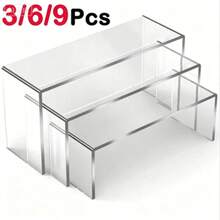 3pcs Acrylic Display Stands, Multi-Functional Transparent Mini Model Storage Racks, Suitable For Perfume, Dolls, Jewelry Decoration Storage - Clear - View 6