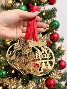 Custom Acrylic Christmas Decor - Personalized Name Pendant, Laser Cut Christmas Tree Ornament, 2026 First Christmas Gift For Family, Couples And Friends, Christmas Ball Name, Laser Cut Name Tag, Christmas Pendant, Red Hanging Rope - Multicolor - View 9