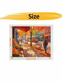 Adult & Beginner Digital Oil Painting Kit, Autumn Street, Easy Acrylic Painting Supplies (Includes Brushes & Paints), Suitable For Home Decor, Ideal Gift For Holiday. - Sets - View 10