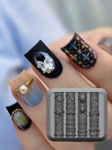 DIY High Transparency 3D Decorative Ring Collection Six-Pointed Star Nail Art Embossed Carved Ornament Silicone Nail Art Mold - Clear - View 6
