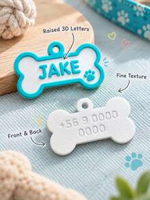 Personalized 3D Printed Bone Pet ID Tag, Customizable Name & Contact Info Pet Pendant, Cute Paw Print Dog Name Tag, Customized Pet Identification Charm, Bone-Shaped Decorative Pet Tag, Commemorative Pet Accessory, Unique Gift For Pet Lovers, Durable Customized Pet Nameplate Suitable For Daily Wear, Collar Not Included - Multicolor - View 8