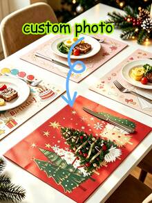 10/20/50pcs Customized Disposable Paper Placemats, Personalized Printed Table Mats, Customizable Photo Placemats, Suitable For Weddings, Birthday Parties, Restaurants, Cafes, Family Gatherings, Event Planning And Small Business Owners, Applicable For Banquets, Holiday Dinners, Hotels, Perfect For Catering Services, Party Hosts And Home Users - Multicolor - View 1