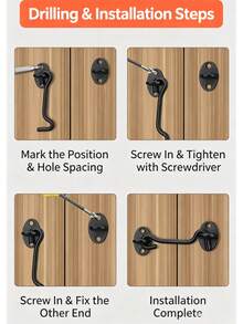 1/2pcs/Set Heavy Duty Stainless Steel Window Hook & Gate Latch, Multi-Size Solid Windproof Lock, Reinforced Silver/Black Hardware For Wooden Windows, Doors & Gates, Home Security Fixing, Ideal For Home Renovation, Christmas & New Year - Multiple Styles - View 10