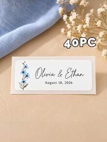 20/40/70pcs Personalized Customized Wedding Bubble Wand Stickers, Custom Floral Labels, Wedding Guest Favors, Bridal Shower Party Supplies - Multicolor - View 44