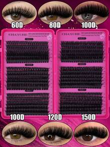 720/648 Sets DIY Complete Artificial Self-Adhesive Eyelashes, Including 8-16mm Different Lengths Soft Eyelash Clusters, Soft And Fluffy, Cluster Eyelash Set, Including Glue, Tweezers And Brush - Multicolor - View 5