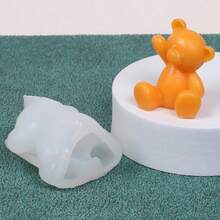 1pc Bear Silicone Mold Standing Bear Sitting Bear Waving Bear DIY Aromatherapy Candle Plaster Resin Ornament Handmade Mold - Multicolor - View 3