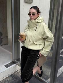 Women's Minimalist Softshell Jacket With Lining, Comfortable And Warm, Fashionable For Outdoor Sports, Holidays, Vacations, Daily Wear, Apré Fashion Multi-Style Outfit - Light Beige - View 13