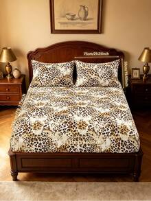 Blissful 2/3pcs Leopard Print Bedding Set, Fresh Style, Suitable For Bedroom, Guest Room, Dormitory (Boy/Girl Dorm Bedding), Set Includes: 1 Elastic Fitted Sheet + 1/2 Pillowcase (Inner Core Not Included) - Multicolor - View 22