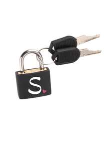 Pink Heart & White Letter Pattern Portable Small Luggage Padlock, Padlock With 2 Keys, Black Shell Luggage Lock, Compact & Sturdy, Luggage Lock, Mini Luggage Padlock, Travel Bag Metal Key Lock, Durable, Small Brass Lock With Shell, Backpack, Suitcase, Laptop Bag, Back To School, Graduation Gift - Multicolor - View 11