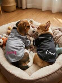 Custom Embroidered Dog Pajamas, Personalized Pet Sleepwear, Luxury Satin Puppy Nightwear, Ideal Holiday & Birthday Gift For Dogs - 1PC - View 4