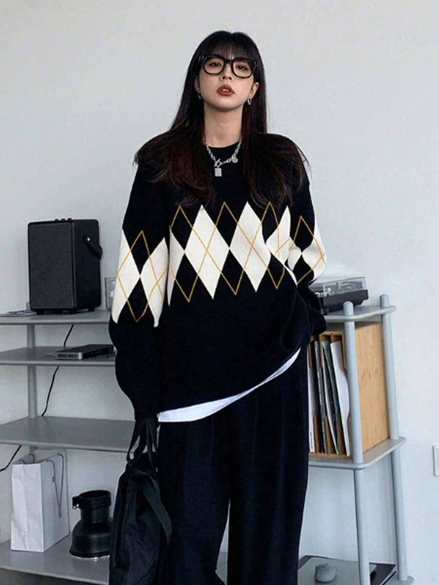 Áo len YCYC phong cách Hàn Quốc thu/đông dáng rộng thiết kế slouchy độc đáo - Nhiều màu - Xem 1