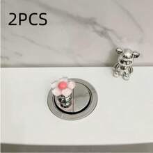 1/2pcs Floral Cartoon Toilet Flush Handle - Flower Shaped Toilet Tank Button, Easy Press Button, Suitable For Long Nails Design, Also Can Be Used As Creative Floral Drawer Cabinet Handle - Fashion Bathroom Accessory - A - View 15