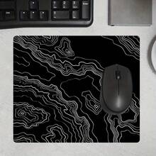 1pc Topographic Contour Gaming Mouse Pad Black Line Square Desk Mat Ultra-Durable Mouse Pad Computer Pad Office Home Desktop Mat Competitive Gaming Smooth Desk Accessories Student Desk Decoration Table Mat - View 2