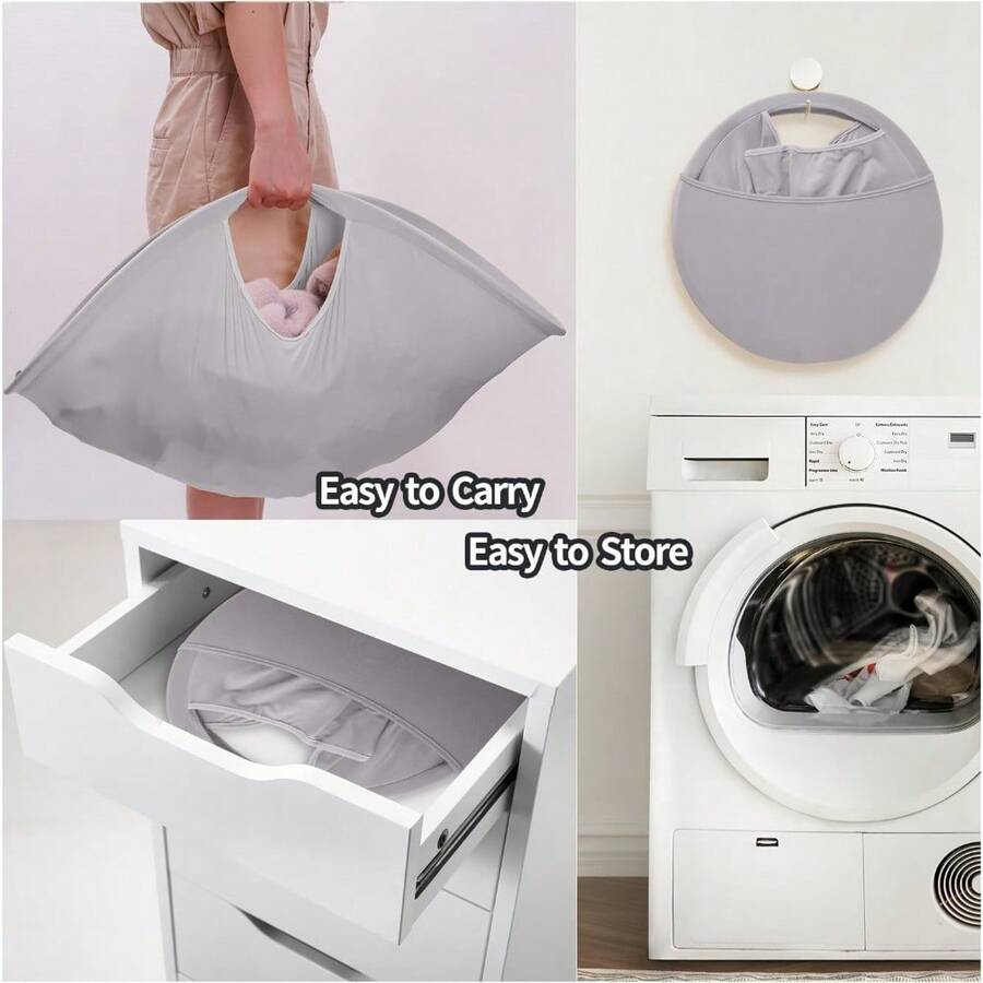 1pc Foldable Storage Basket With Pop-Up Laundry Hamper - Collapsible Round Laundry Basket, Suitable For Room, Bathroom - Laundry Hamper With Handle, Space-Saving, Laundry Basket - Multicolor - View 1