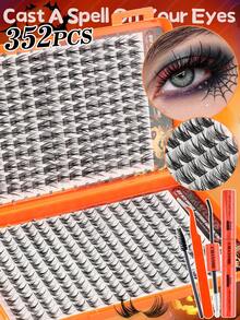 352 Clusters Single Cluster False Eyelashes, Eyelash Storage Book, Cluster False Eyelashes, DIY Home Eyelash Extensions, Spiky Style Eyelashes, Medusa Style Eyelashes, "Fairy Style" Eyelashes, Multi-Functional False Eyelash Set, Suitable For Daily Makeup - Multicolor - View 3