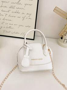 A Fashionable And Cute Children's Bag, Cute Chain Crossbody Bag, High-End Solid Color Letter Print Bag, Zipper, Lychee Pattern Handbag, Small Shell Crossbody Bag, Suitable For Teenagers Shopping Or Daily Use, Sweet And Cute, An Essential Fashion Item For . - Multicolor - View 5
