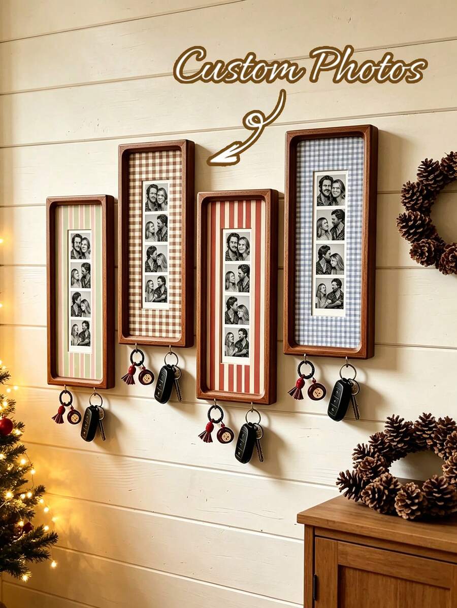 Custom Photo Frame Key Hook, Personalized Couple Photo Strip Frame ...
