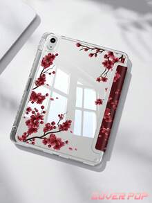 酒紅色櫻花圖案平板保護殼，相容 iPad Air 8 (M4) 2026 (11 吋/13 吋)、Air 11 吋 M3 (2025)/M2 (2024)、Air 第 5 代 (2022)、(A16) 11 吋第 11 代 (2025)、Galaxy Tab 與 Kindle Paperwhite 第 12 代 (2024)；透明背蓋設計，時尚圖案外觀，支援自動休眠/喚醒功能，氣囊防震保護，適合作為禮物或辦公使用 - 彩色 - 查看 3