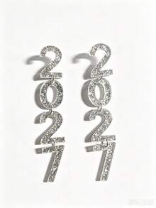 誇張小眾創意時尚 2027 新年獨特設計閃亮耳環 - 款式17 - 查看 7