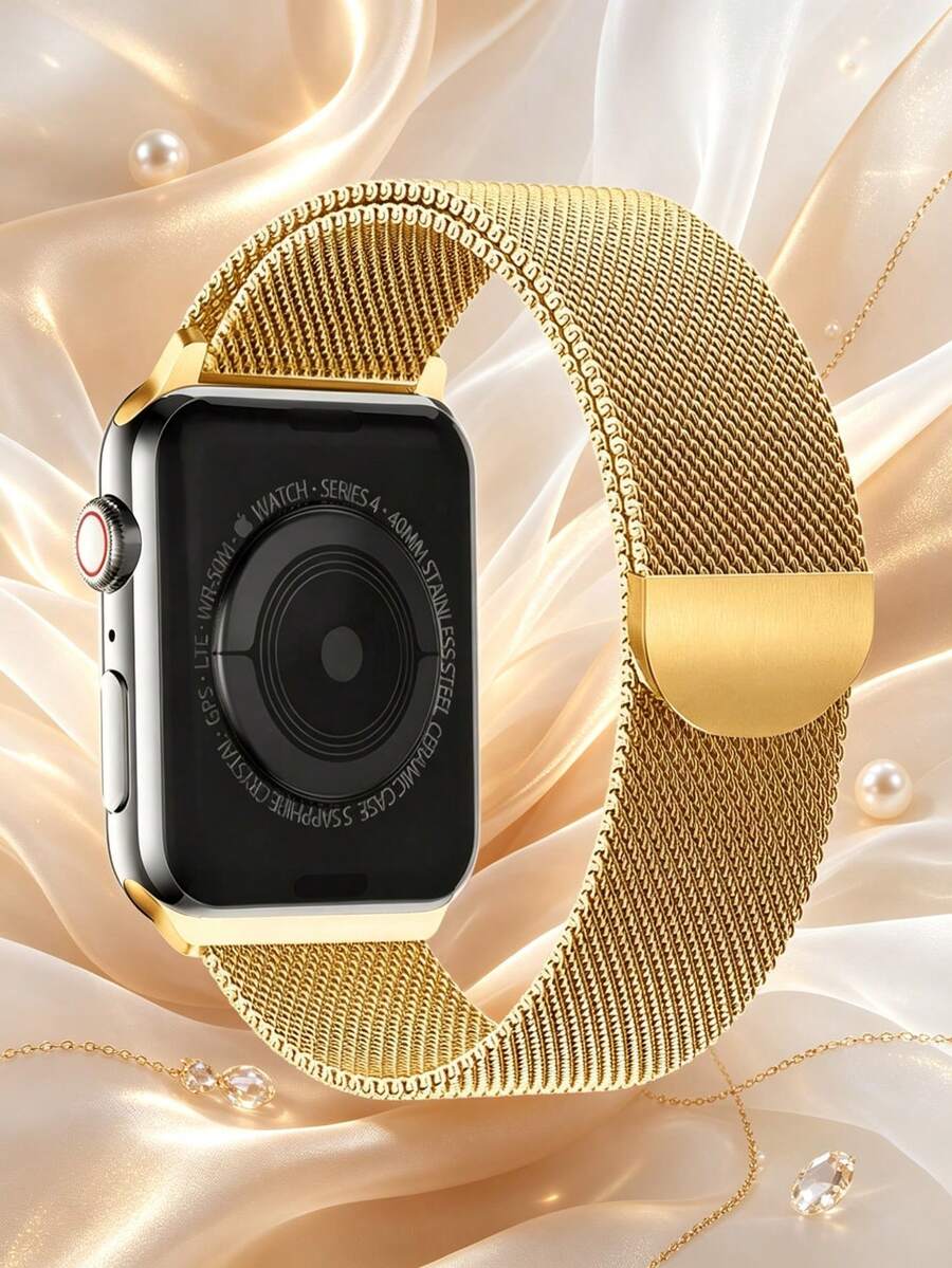 不鏽鋼米蘭圈錶帶，適用於 38/40/41/42/44/45/46/49mm，磁吸扣錶帶，適用於 i Watch 全系列 SE Ultra