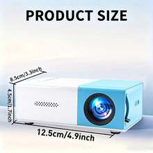 Máy chiếu mini di động nâng cấp 2026, máy chiếu rạp phim gia đình LCD tích hợp loa và lấy nét nhanh, tương thích với điện thoại thông minh, máy tính bảng, laptop, TV stick, USB, dùng xem phim, chơi game, thuyết trình, giải trí tại gia và tiệc ngoài trời - Trắng xanh dương - Xem 2