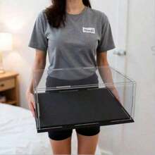 1pc Transparent Acrylic Display Box, Multiple Sizes Available, Plastic Assembled Dust-Proof Display Case, Black Base, Suitable For Car Models, Action Figures, Collectibles, Souvenirs, Statues, Models, Storage And Display - Black Display Box - View 1