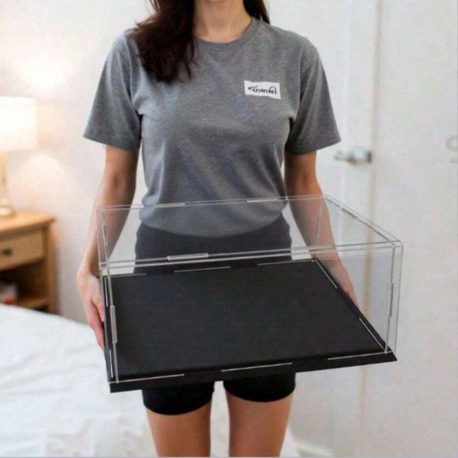 1pc Transparent Acrylic Display Box, Multiple Sizes Available, Plastic Assembled Dust-Proof Display Case, Black Base, Suitable For Car Models, Action Figures, Collectibles, Souvenirs, Statues, Models, Storage And Display - Black Display Box - View 1