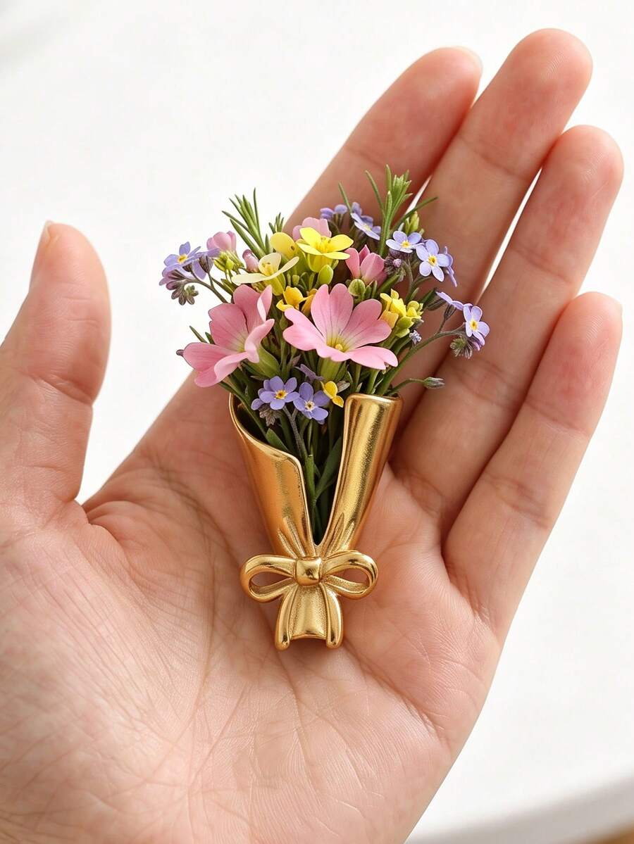 1件裝秋季裝飾蝴蝶結花束造型翻領胸針 乾花插座 西裝領飾胸針 秋季風格多用途飾針 女款珠寶 - 胸針 - 查看 1