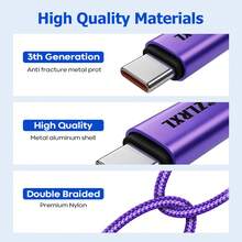 Kabel Data Type-C ke Type-C Pengisian Super Cepat Terbaru, Kompatibel dengan , dan Perangkat Lainnya - Jeruk - View 3