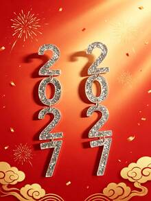 誇張小眾創意時尚 2027 新年獨特設計閃亮耳環 - 款式17 - 查看 5