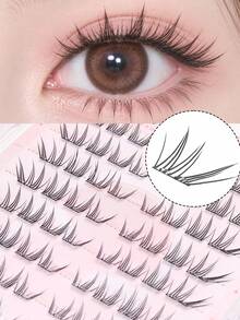 WANPIN Glue-Free Segmented False Eyelashes, Natural Style, Lightweight And Soft, Glue-Free Adhesive Lower Lashes, Easy For Beginners, Multi-Cluster Combination, Natural Wearing Effect - C - View 7