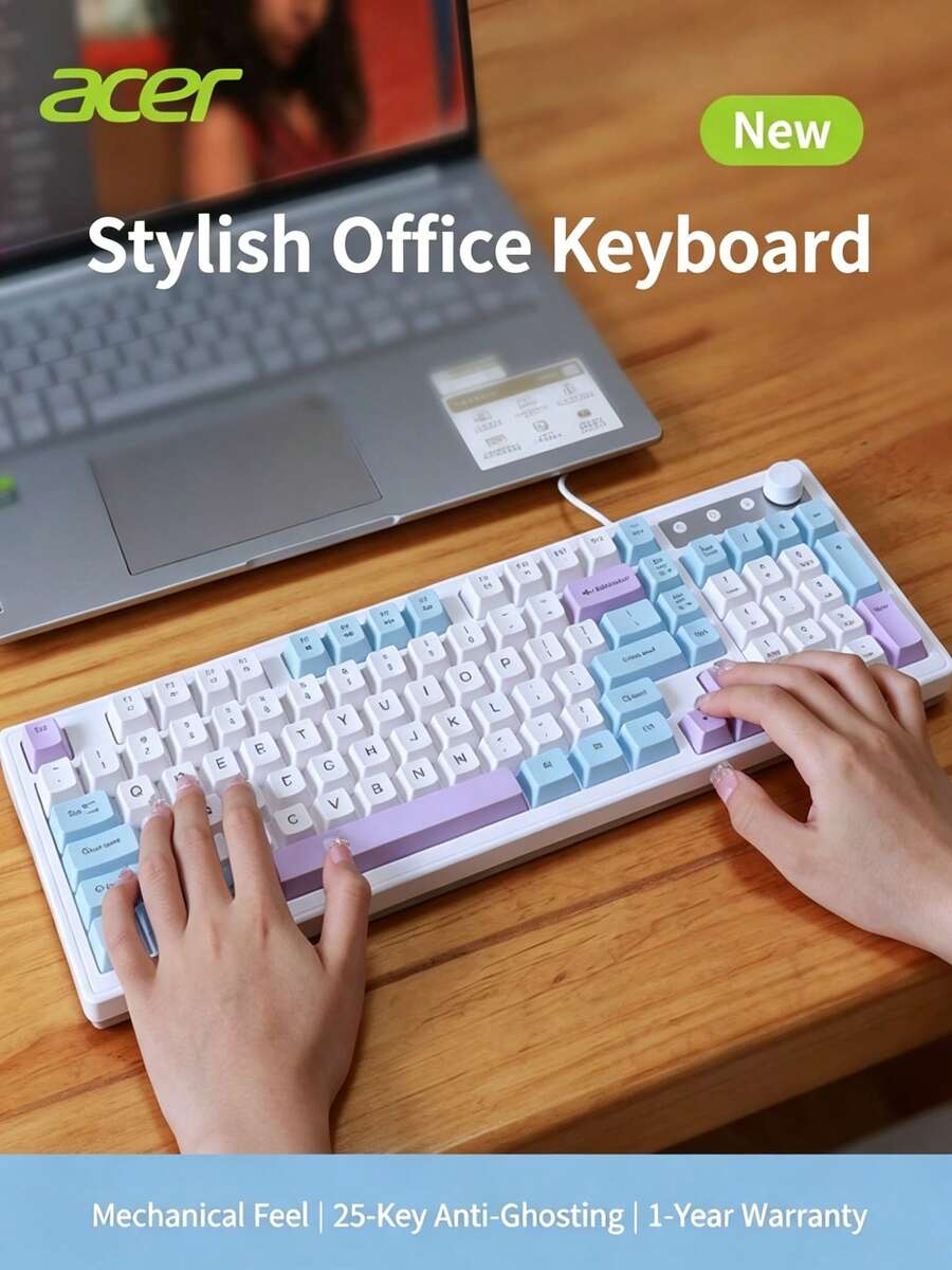 Acer OAK032 Teclado con cable 104 teclas completas con teclado numérico Teclado ergonómico para oficina escritura juegos computadora de escritorio portátil - Ver 1