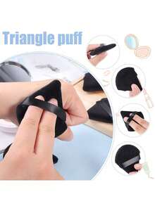 3pcs Makeup Sponges, Suitable For Cream And Powder Concealer, Loose Powder Makeup Tools + 3pcs Makeup Powder Puff Set, Soft Triangle Powder Puff For Facial Makeup - Black - View 4
