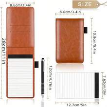 A7 Portable Leather Pocket Notebook And Pen Set - Mini Notebook Suitable For Office, School Or Restaurant, Available In Brown, Blue, Black, With Replaceable Notebook And Pen - A7 Notebook + 1 Pen - View 9