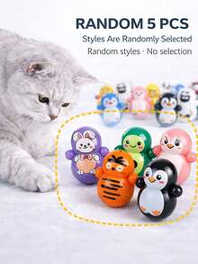 20pcs Indoor Cat Wobble Toys, Automatic Rolling Without Battery, Multiple Shapes Lightweight Plastic Toys, Suitable For Cat Play, Halloween Christmas Pet Puzzle Toys, Cat Holiday Play Supplies, Pet Interactive Toys, Pet Holiday Decoration Accessories, Pet Halloween Accessories, Pet Christmas Gifts, Pet Daily Supplies, Autumn New Products, Pet Play Accessories - Multicolor - View 10