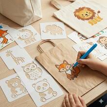 9pcs Cute Animal Painting Stencils, 10cm Washable Early Education Educational Drawing Tools, Suitable For Paper, Fabric, Wood And Multiple DIY Creative Scenarios - Painting Template - View 1