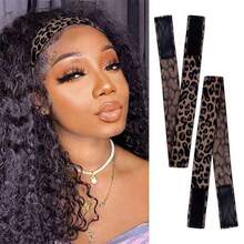 3pcs Women's Leopard Print Wide Band Wig Fixing Headband, Non-Slip Hook-And-Loop Elastic Headband, Multi-Functional Lace Wig Fixing Band, Daily Makeup Sports Hair Accessory - Black + Silver + Leopard Print - View 2