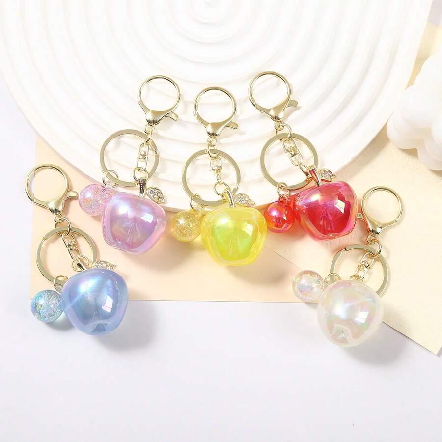 Korean Dongdaemun Colorful Resin Apple Keychain Cute Bag Pendant Fashion Versatile Keychain Wholesale - Multicolor - View 1