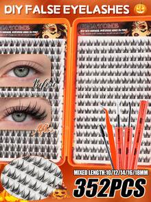 352 Clusters Single Cluster False Eyelashes, Eyelash Storage Book, Cluster False Eyelashes, DIY Home Eyelash Extensions, Spiky Style Eyelashes, Medusa Style Eyelashes, "Fairy Style" Eyelashes, Multi-Functional False Eyelash Set, Suitable For Daily Makeup - Multicolor - View 4