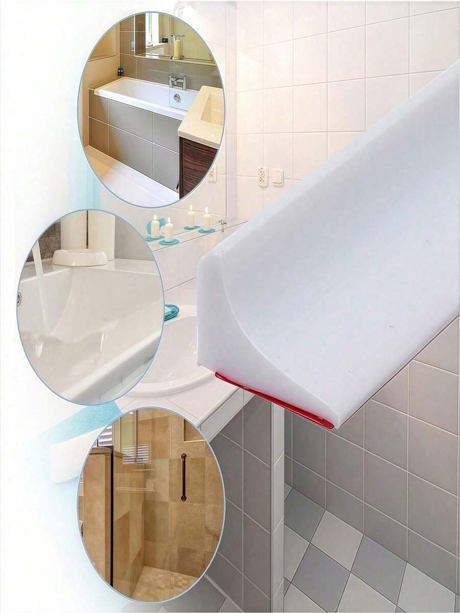 1pc Silicone Bathroom Waterproof Water Stopper Strip, Shower Room Floor Mat, Sink Countertop Dry & Wet Separation, Easy Installation, Home Essential Accessory - multicolor - View 1