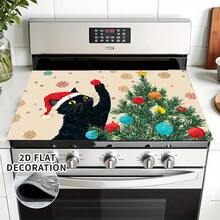 1pc Christmas Black Cat Pattern Diatomaceous Earth Absorbent Mat, Kitchen Countertop Drying Mat, Coffee Machine Mat, Pour-Over Coffee Pot Mat, Dish Drying Mat, Non-Slip Heat-Resistant Kitchen Mat, Dining Table Mat, Breakfast Mat, Washing Machine Mat, Home Kitchen Dining Table Coffee Shop Bar Decor Mat, Holiday Party Housewarming Gift - Multicolor - View 11